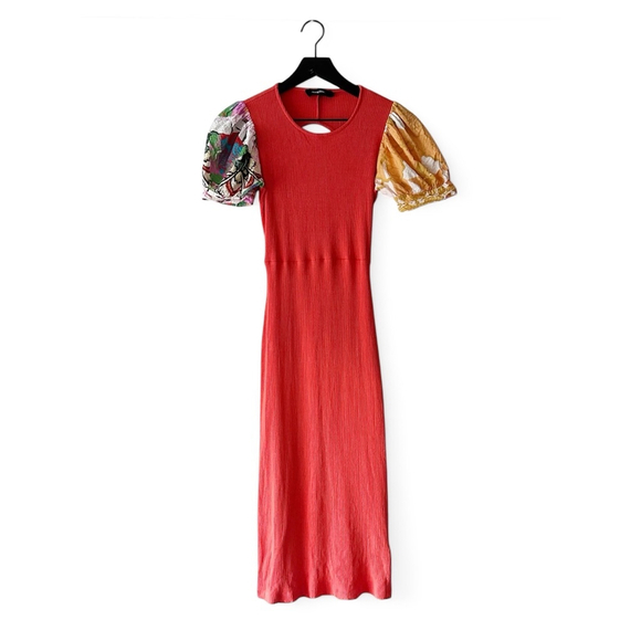 Desigual Back Neckline Midi Dress Women’s M Orange - Picture 1 of 14